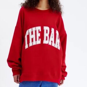 The Bar Red Crew Neck Sweater Vibrant Knit Casual